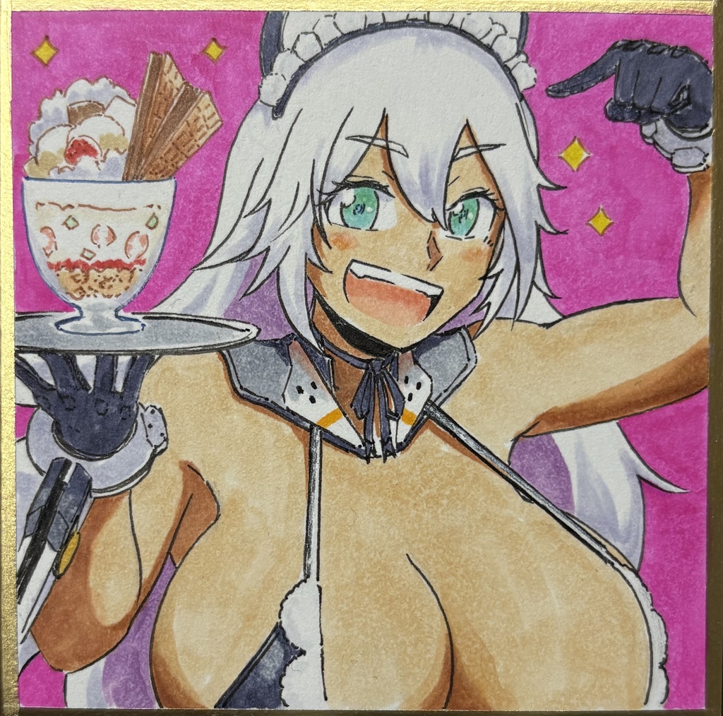 冥途武装アックス パフェ 豆色紙7.5×7.5cm