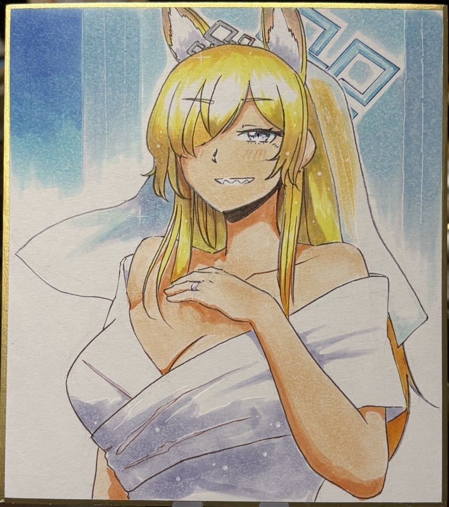 オーダー品 ひと。様用 ウェディングカンナ色紙絵2枚セット　12×13cm