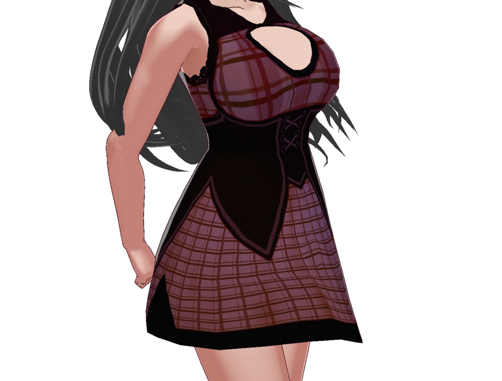 Maroon Plaid Corset Dress