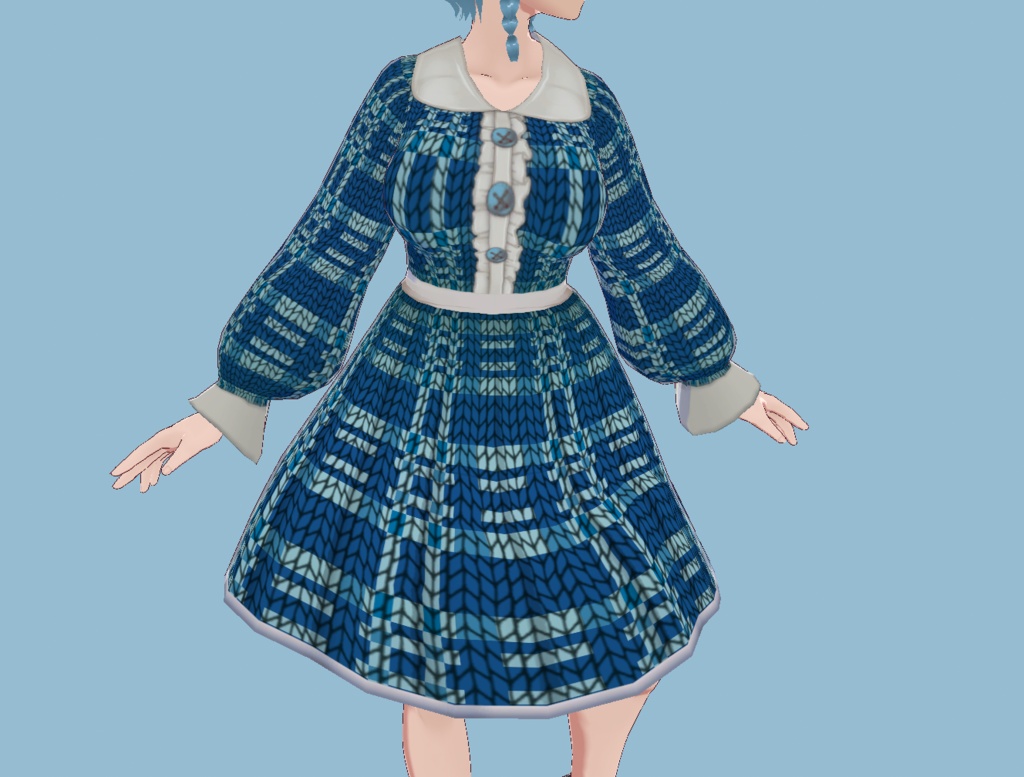 Knitted Blue Dress with Buttons