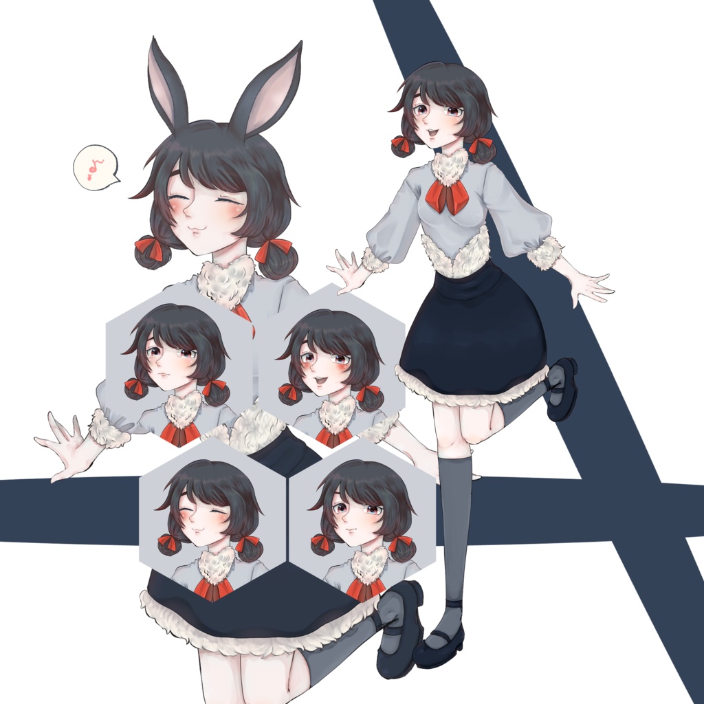 うさ耳 女の子【表情差分4枚＋エフェクト2枚】