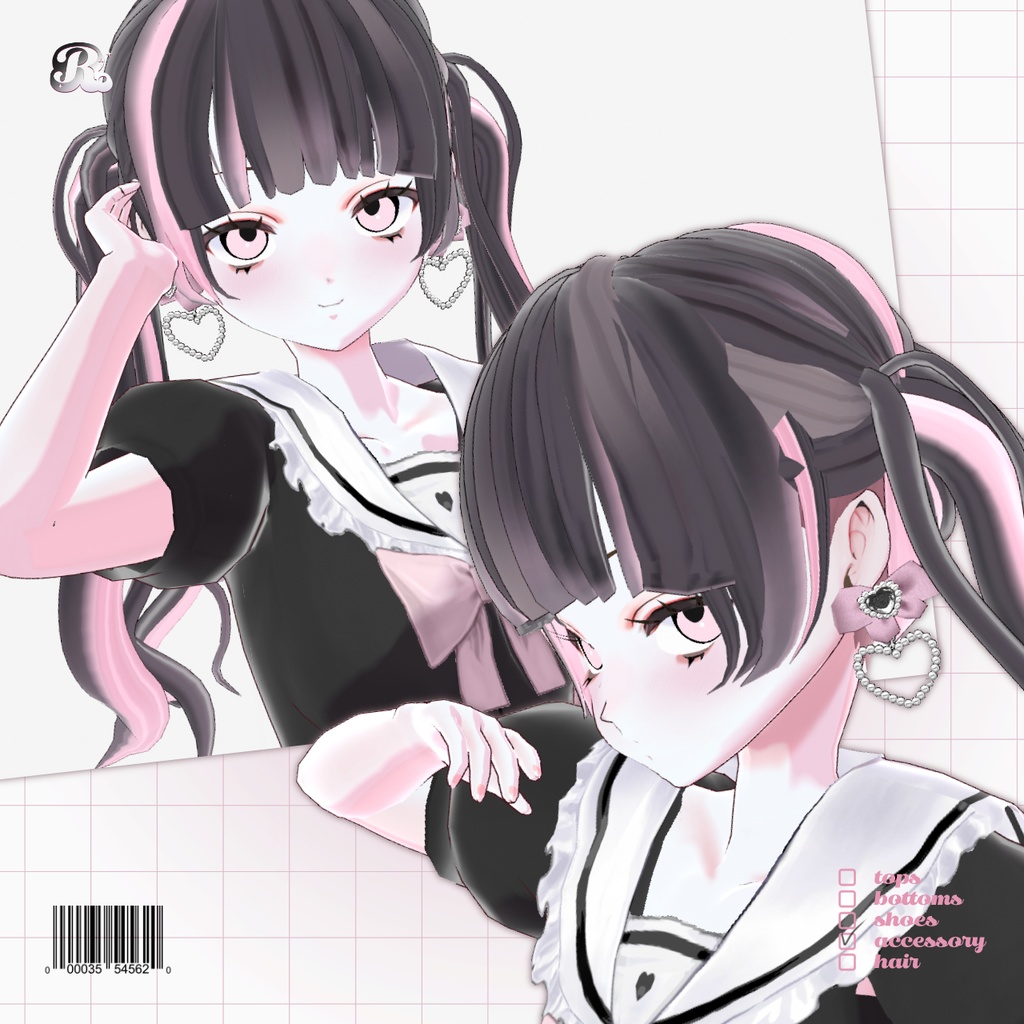 【無料】LovelyJiraikeiEarring 𝜗𝜚地雷系ハートピアス