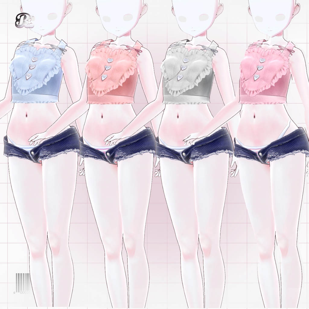 HeartSummerCropTops 𝜗𝜚 ハートクロップトップ