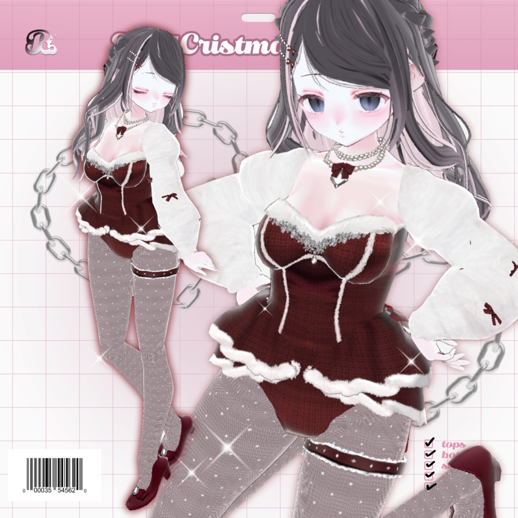 NoelCristmasSets 𝜗𝜚 聖夜のサンタビスチェ