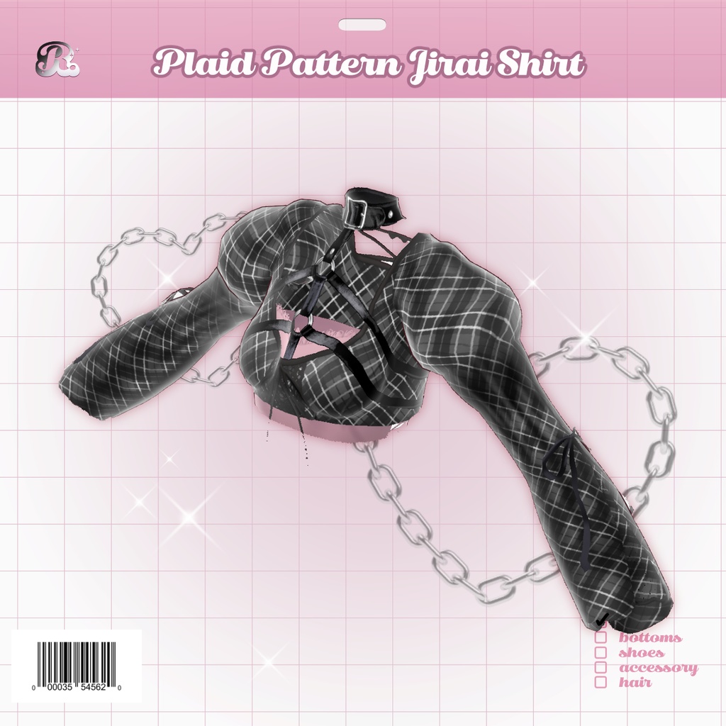 Plaid Pattern Jirai Shirt 𝜗𝜚 チェック地雷ブラウス