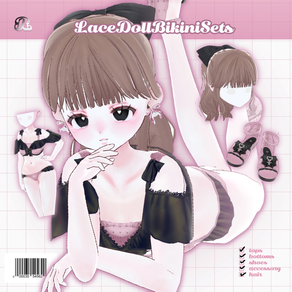 LaceDollPonytail𝜗𝜚 ドールレースセット