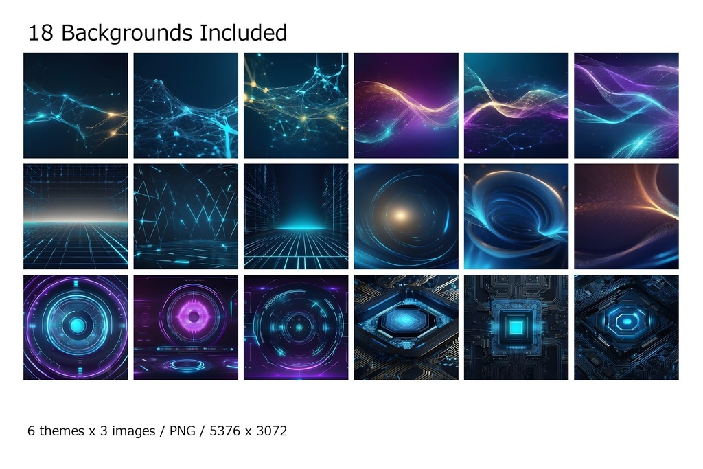 Premium AI Technology Background Pack Vol.1|商用利用OK・高解像度AI背景素材18枚