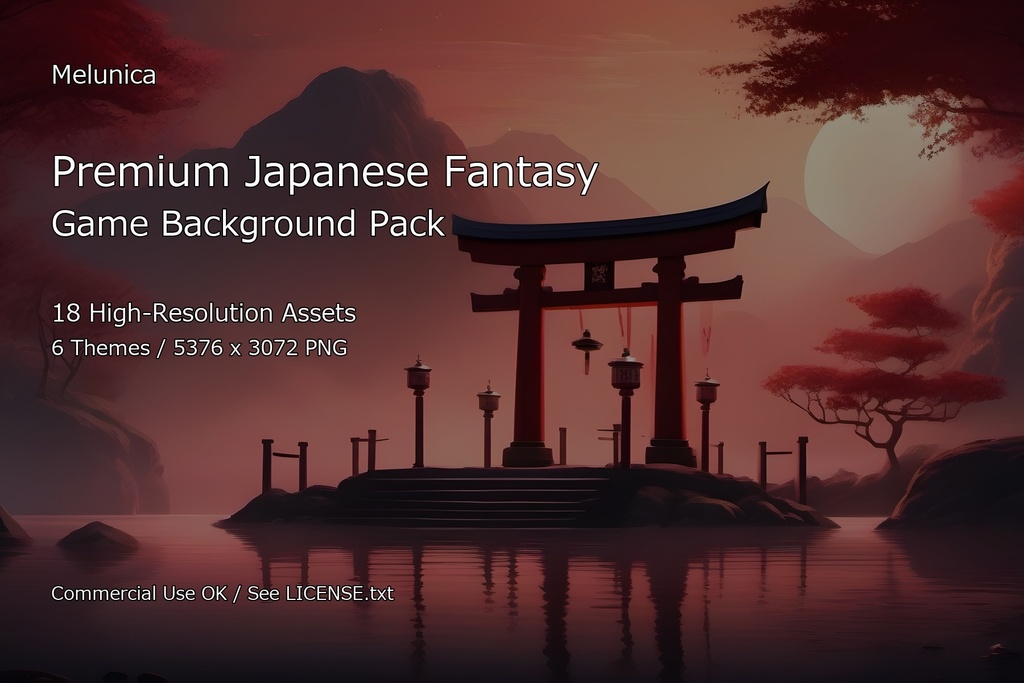 Premium Japanese Fantasy Game Background Pack Vol.1｜商用利用OK・高解像度和風ファンタジー背景18枚