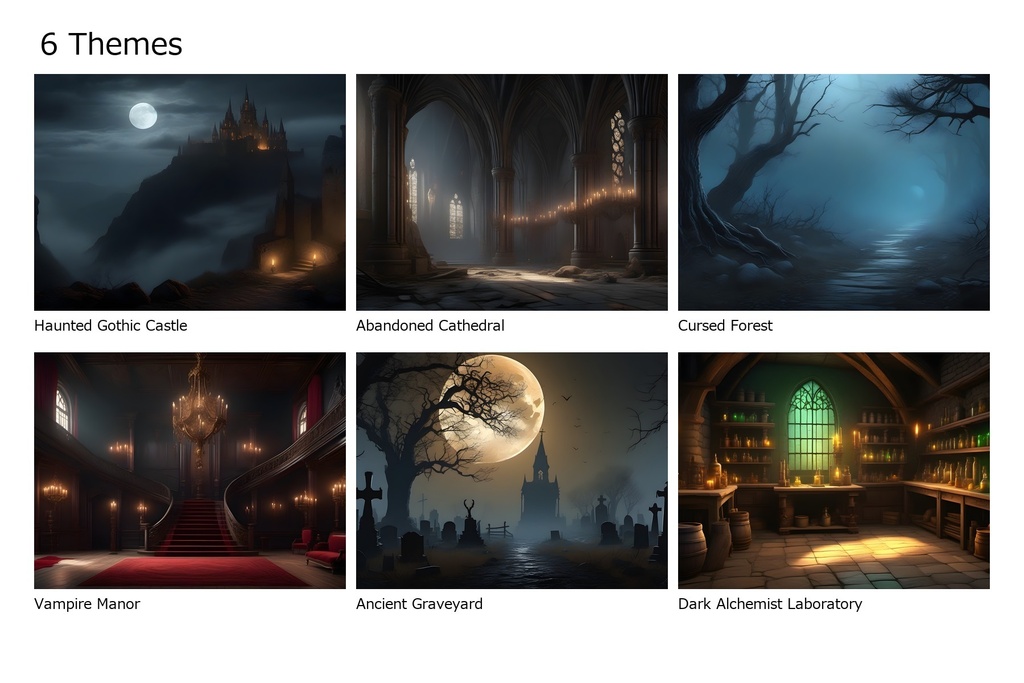 Premium Dark Fantasy Gothic Game Background Pack Vol.1|商用利用OK・高解像度ゴシック背景18枚