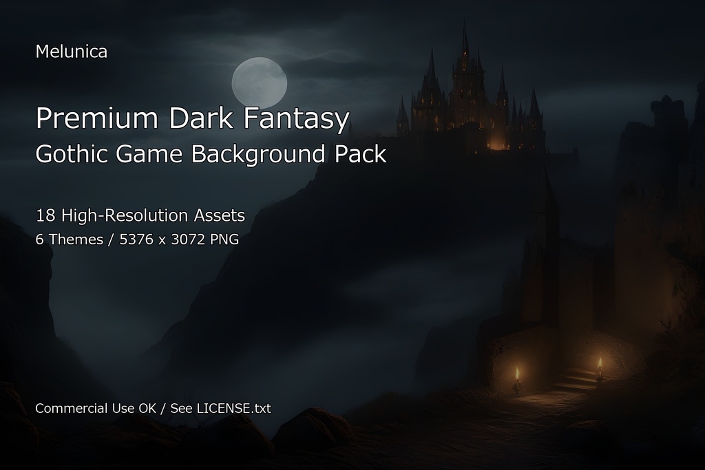 Premium Dark Fantasy Gothic Game Background Pack Vol.1|商用利用OK・高解像度ゴシック背景18枚