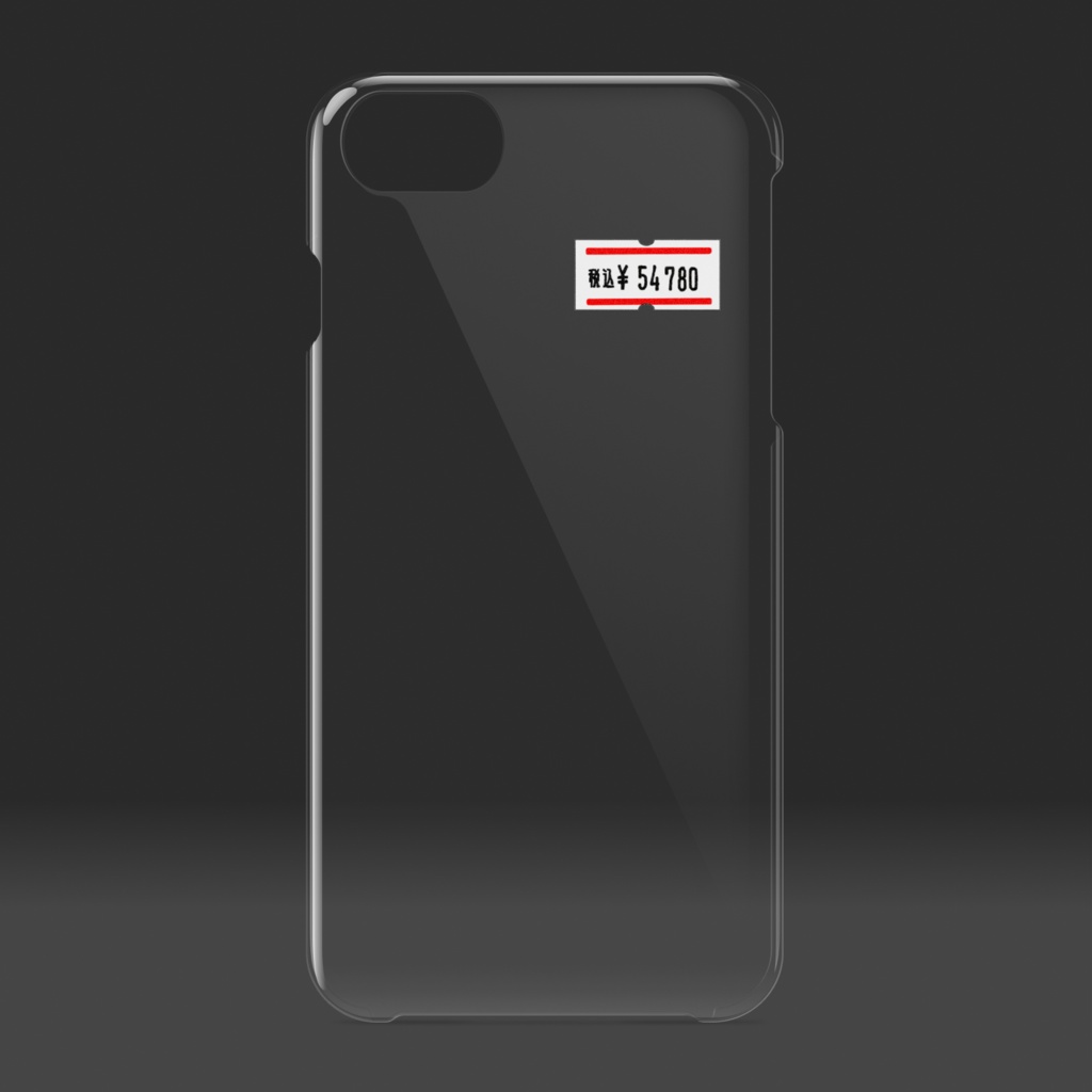 「税込¥54780」ラベルデザインのクリアiPhoneケース