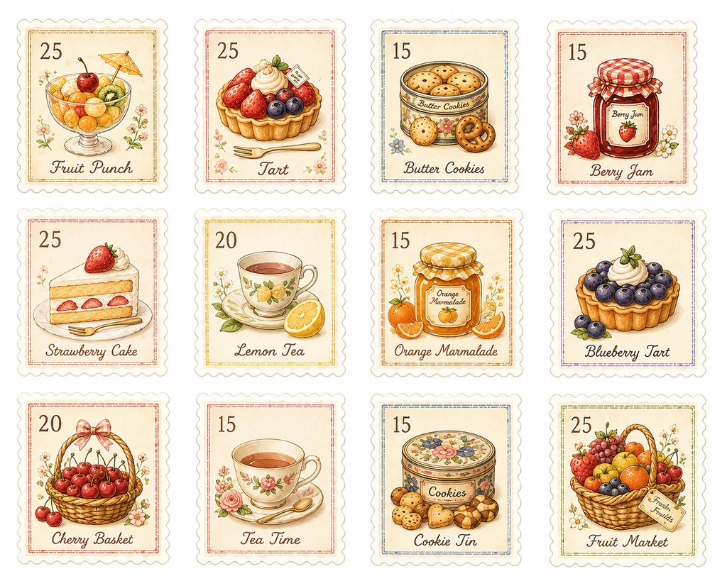 SWEETS AND FRUITS Stamp Collection Vol.1