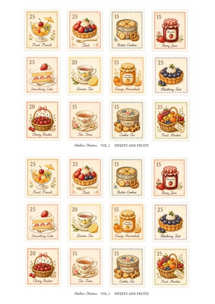 SWEETS AND FRUITS Stamp Collection Vol.1