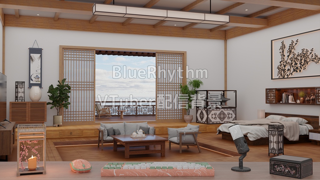 【配布終了】【VTuber配信背景】モダン韓屋(2025)