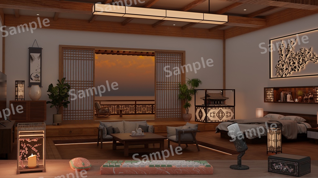 【配布終了】【VTuber配信背景】モダン韓屋(2025)