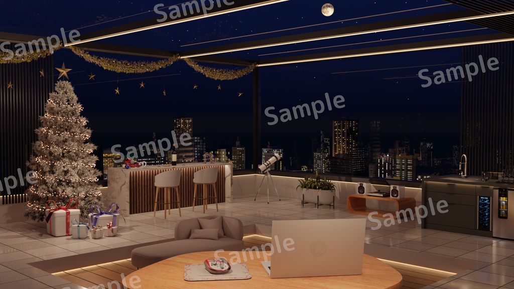 【配布終了】【VTuber配信背景】Rooftop Christmas(2025)
