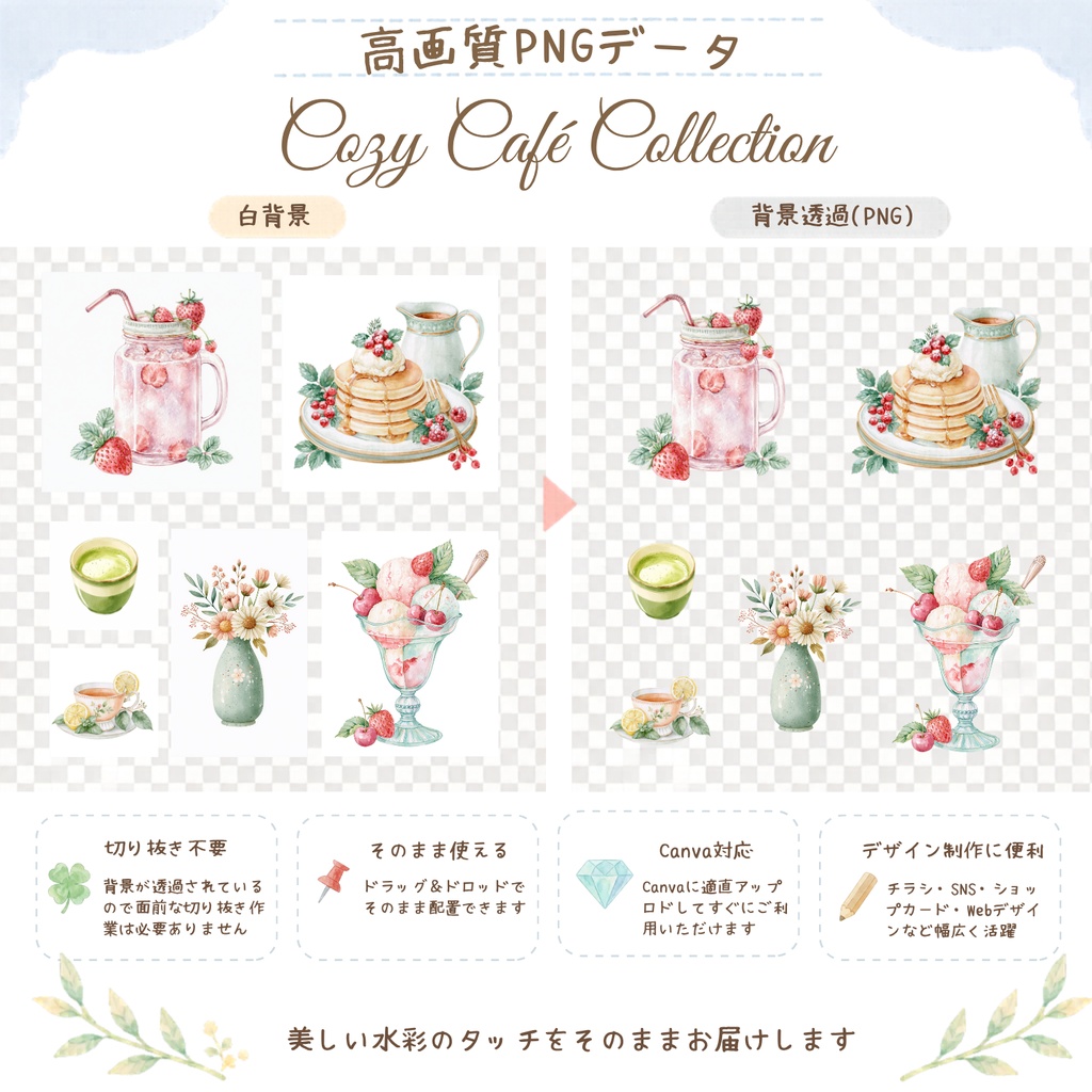 Cozy Café Watercolor Clipart Bundle | Coffee Shop PNG Elements | Commercial Use