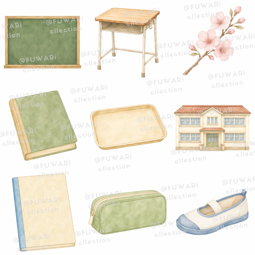 Little School Days|学校の先生・学校生活 水彩クリップアート 30点セット