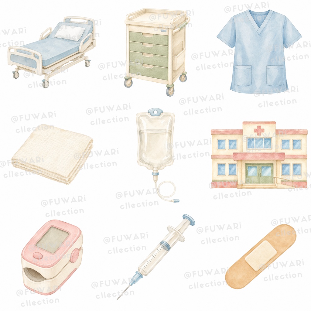 Gentle Nurse Days|看護師・医療 水彩クリップアート 30点セット