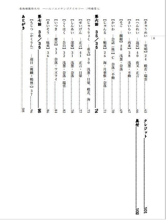 台本『春微睡懺悟大切ーハルノユメサンゴタイセツー』