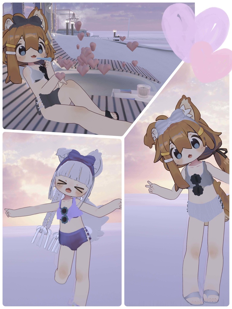 high waist lace up bikini set ハイウエストレースアップビキニセット(まめひなた-mamehinata- / まめふれんず)VRChat向け