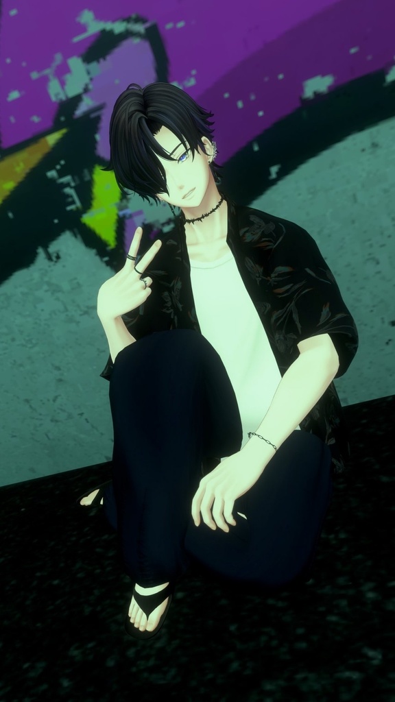 COOL accessory SET(サンダル・ピアス・チョーカー・ネックレス・指輪4種)【水瀬】【森羅】【仙猫】【豺狼】【まめひなた】(VRChat想定)