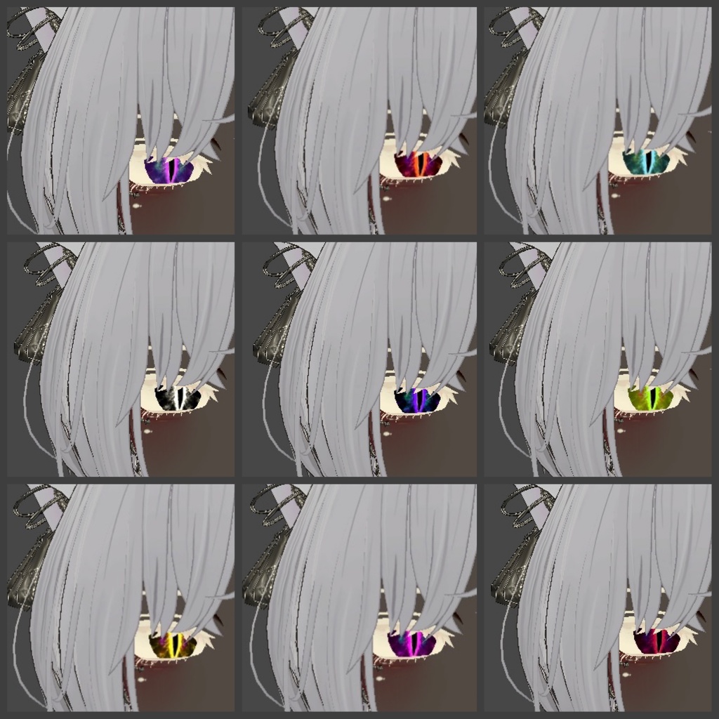 【仙猫】【豺狼】DRAGON EYES texture(12色展開+黒白目+オッドアイ用マスク付き)VRChat想定