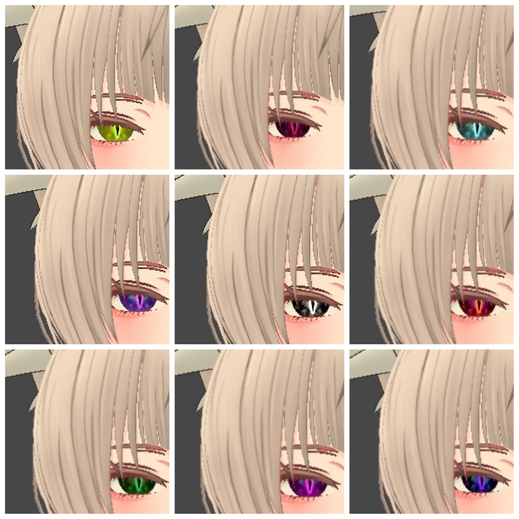【仙猫】【豺狼】DRAGON EYES texture(12色展開+黒白目+オッドアイ用マスク付き)VRChat想定