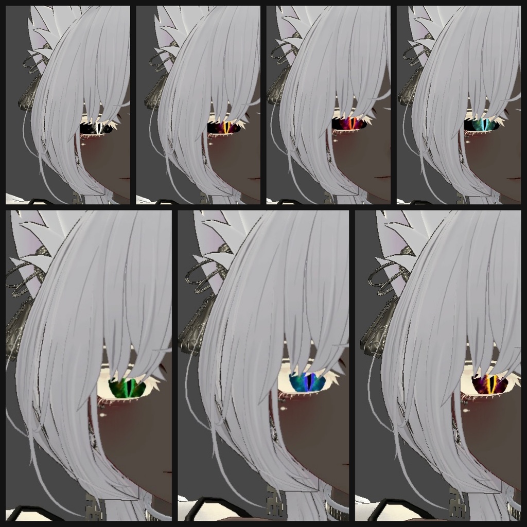 【仙猫】【豺狼】DRAGON EYES texture(12色展開+黒白目+オッドアイ用マスク付き)VRChat想定