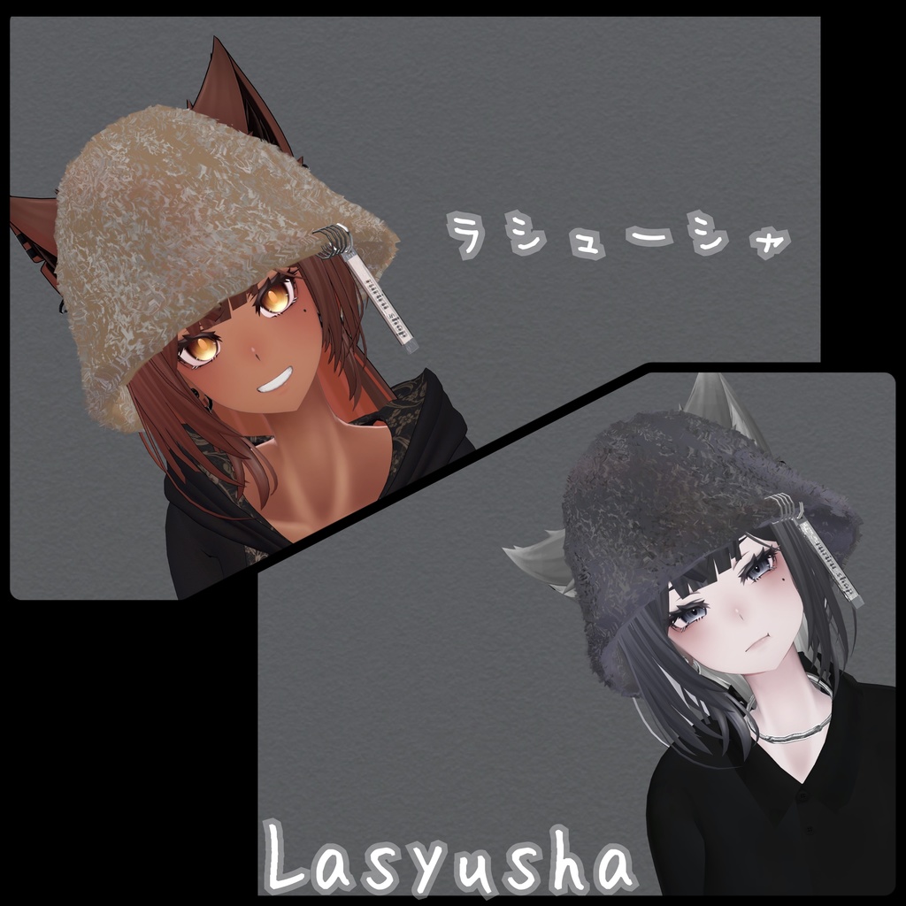 【5アバター対応】ファーバケットハット(22色)VRChat想定【森羅、ラシューシャ、仙猫、豺狼、水瀬】