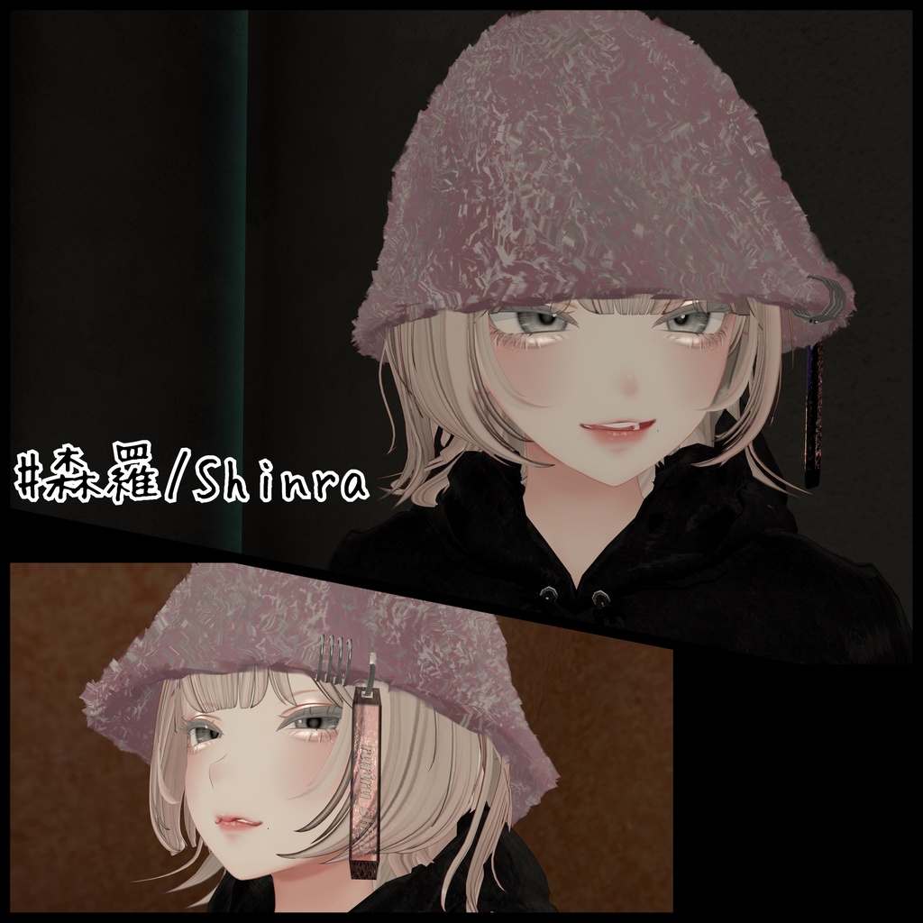 【5アバター対応】ファーバケットハット(22色)VRChat想定【森羅、ラシューシャ、仙猫、豺狼、水瀬】