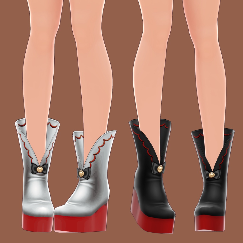 White + Black / Red Recolored Boots
