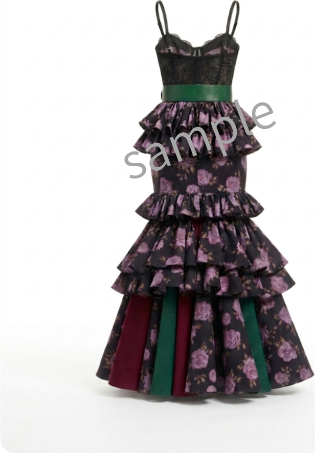 【Ai生成】アーバン・ゴシック・ローズドレス 【AI-generated】Urban Gothic Purple Rose Dress