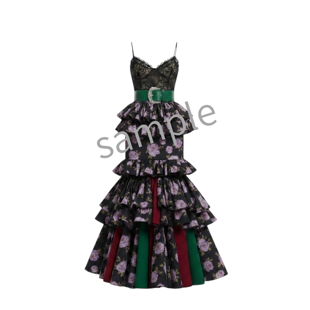【Ai生成】アーバン・ゴシック・ローズドレス 【AI-generated】Urban Gothic Purple Rose Dress