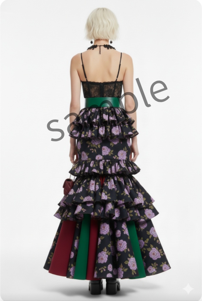 【Ai生成】アーバン・ゴシック・ローズドレス 【AI-generated】Urban Gothic Purple Rose Dress