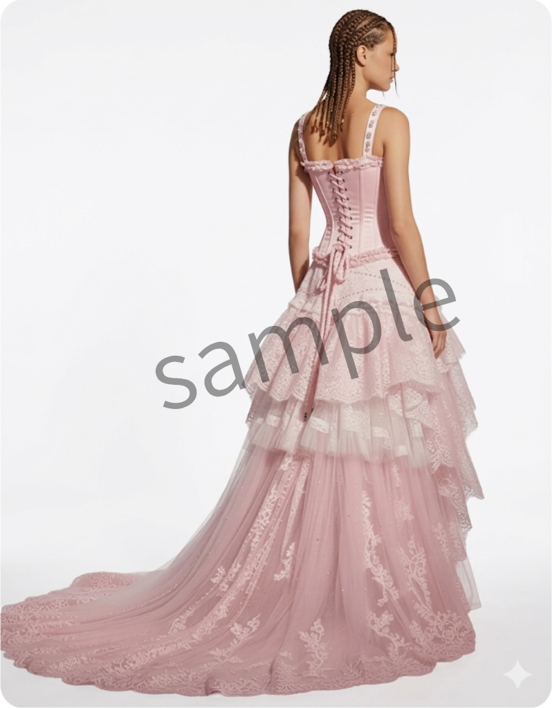 【AI生成】ピンクコルセット ハイ・ロードレス 【AI Generated】 Pink Corset High-Low Dress