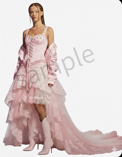 【AI生成】ピンクコルセット ハイ・ロードレス　【AI Generated】 Pink Corset High-Low Dress