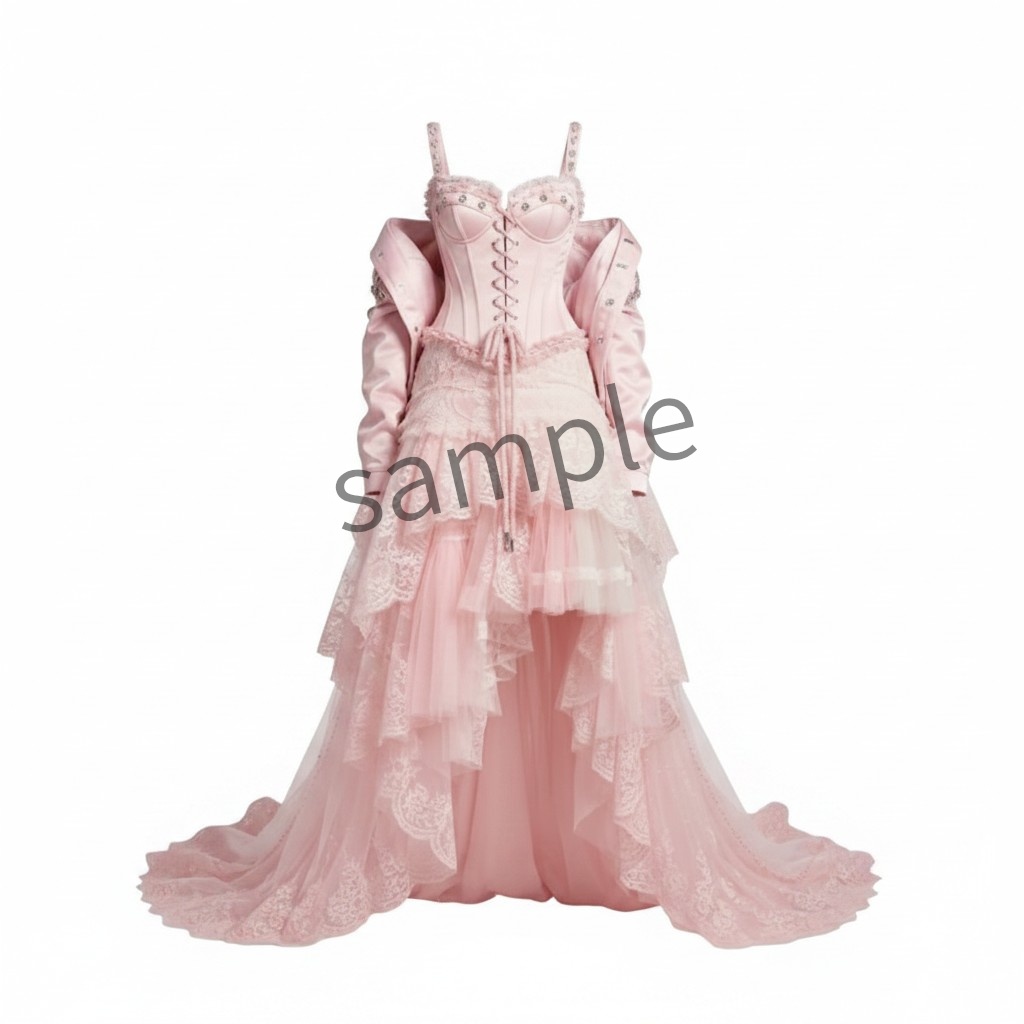 【AI生成】ピンクコルセット ハイ・ロードレス 【AI Generated】 Pink Corset High-Low Dress