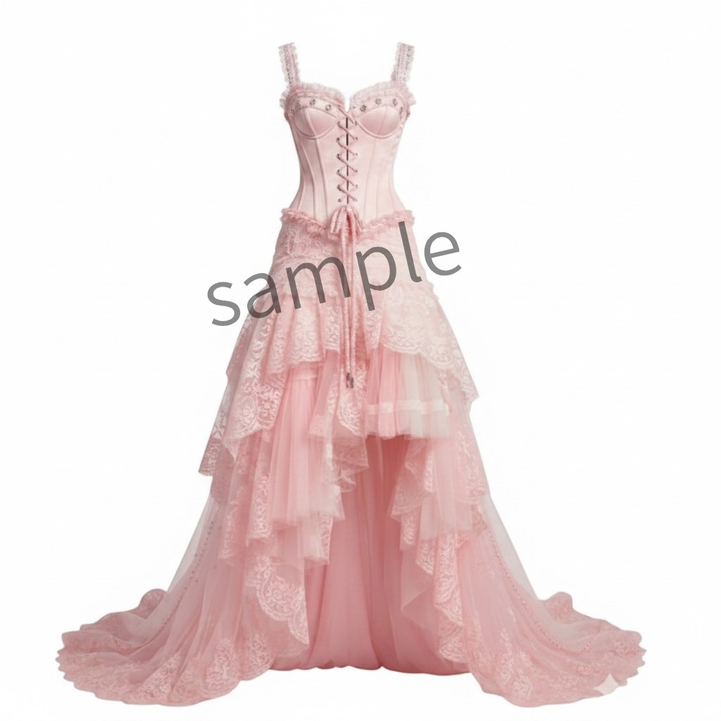 【AI生成】ピンクコルセット ハイ・ロードレス 【AI Generated】 Pink Corset High-Low Dress