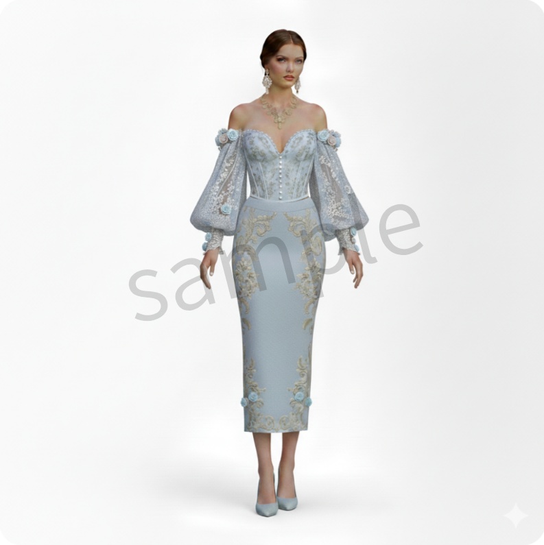 【AI生成】バロック刺繍のコルセットドレス【AI-generated】Baroque Embroidery Corset Dress
