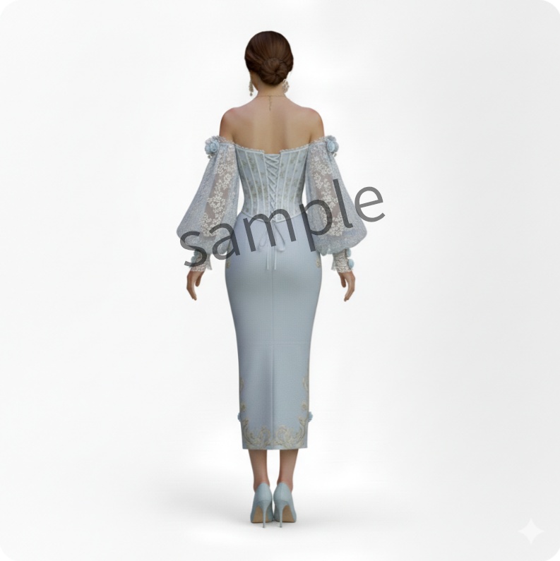 【AI生成】バロック刺繍のコルセットドレス【AI-generated】Baroque Embroidery Corset Dress