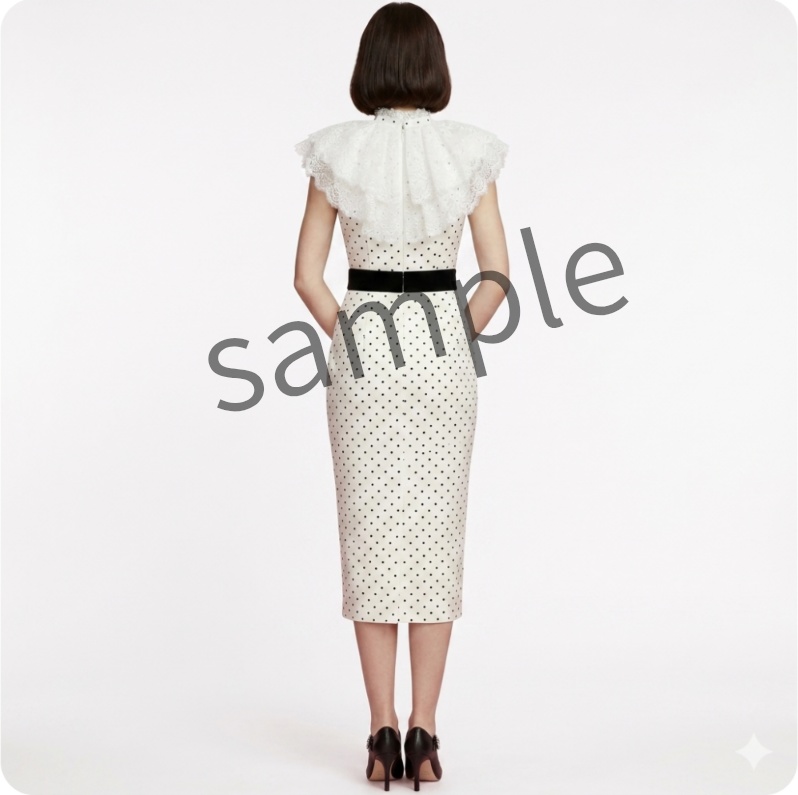 【AI生成】レトロモダン・ドットタイトドレス【AI-generated】Retro Modern Polka Dot Tight Dress