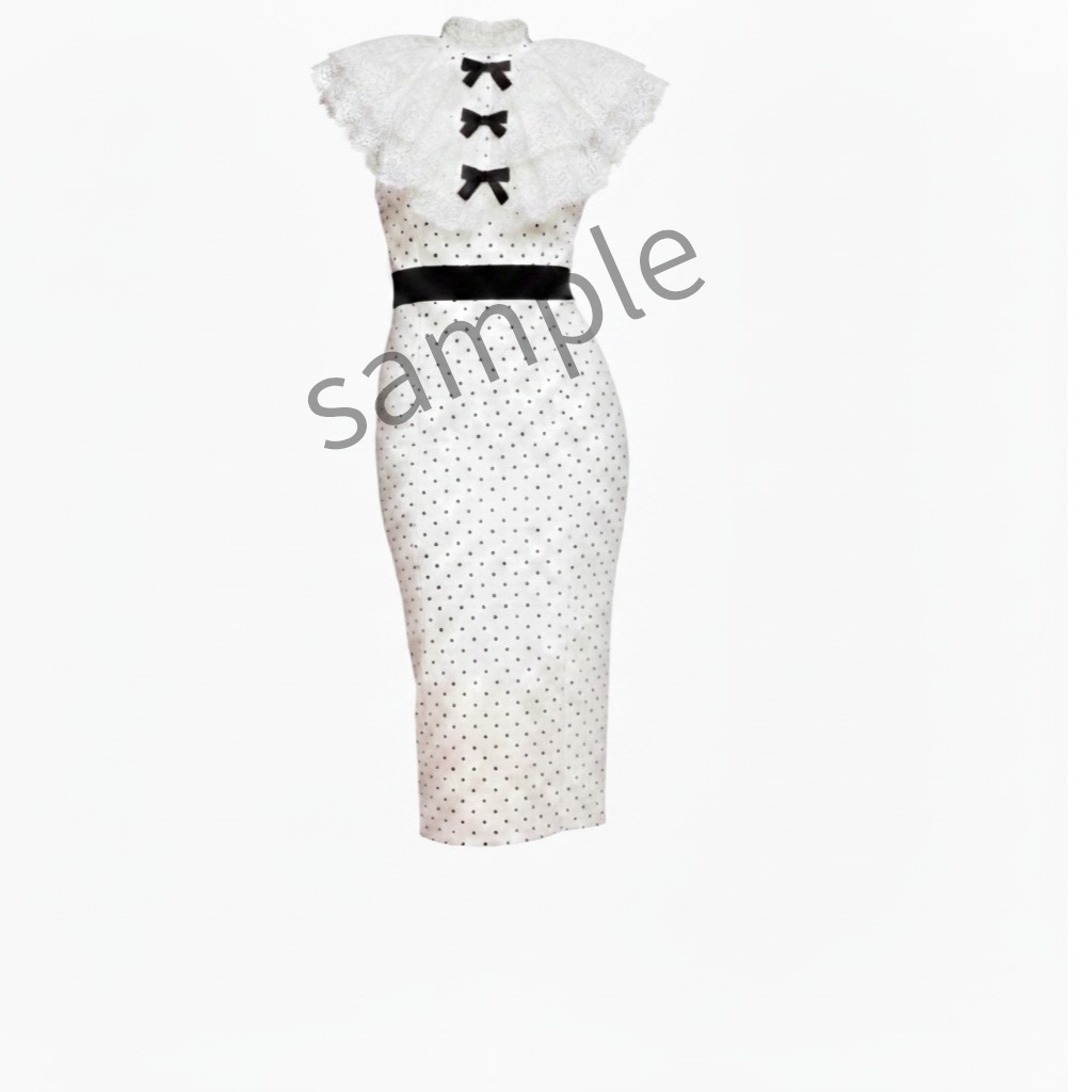 【AI生成】レトロモダン・ドットタイトドレス【AI-generated】Retro Modern Polka Dot Tight Dress