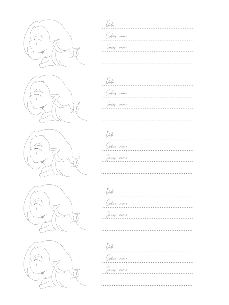 万年筆インク色見本ぬり絵本