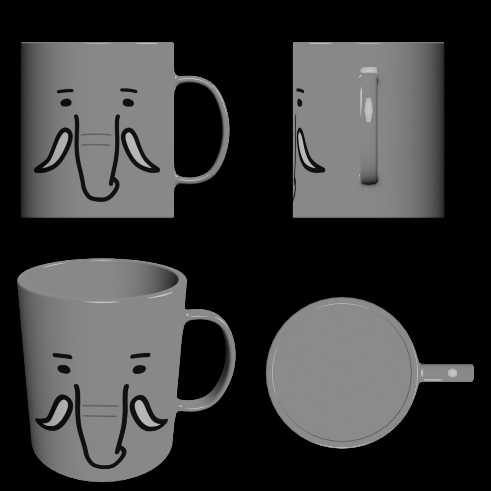 【3Dモデル】象さんマグカップ