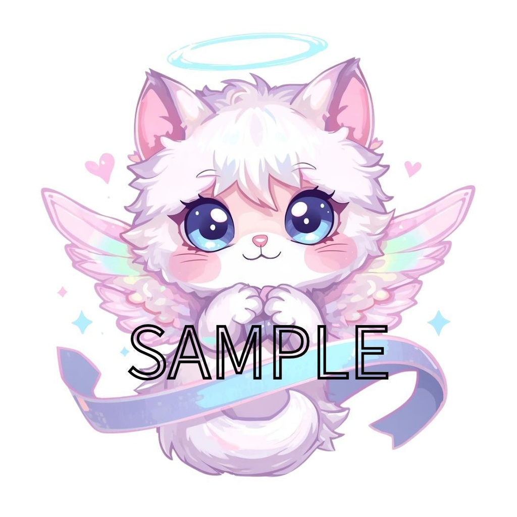 【商用利用可】ゆめかわいい天使の猫クリップアート10点セット(PNG背景透過)