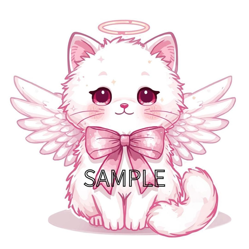 【商用利用可】ゆめかわいい天使の猫クリップアート10点セット(PNG背景透過)