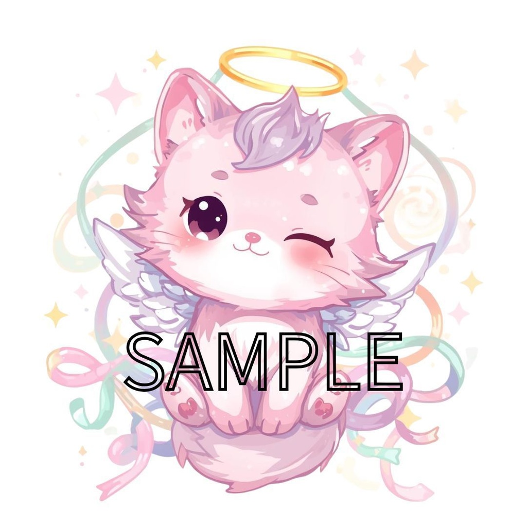 【商用利用可】ゆめかわいい天使の猫クリップアート10点セット(PNG背景透過)