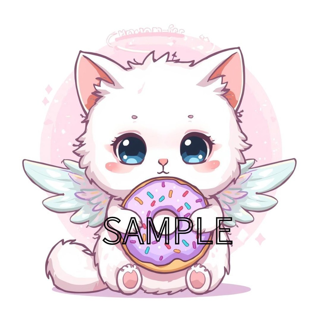 【商用利用可】ゆめかわいい天使の猫クリップアート10点セット(PNG背景透過)