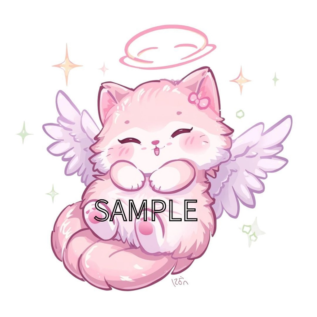 【商用利用可】ゆめかわいい天使の猫クリップアート10点セット(PNG背景透過)